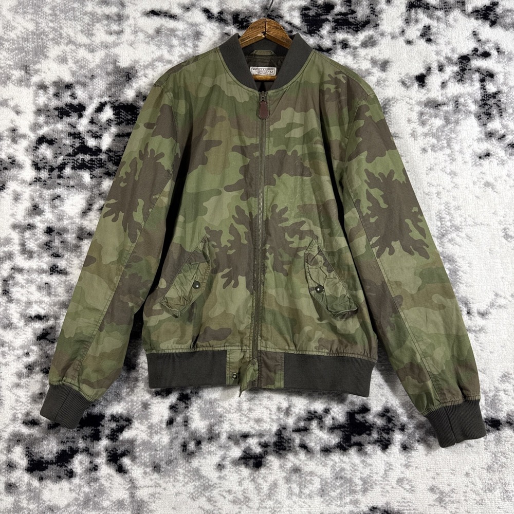 Wallace & Barnes Jacket‎ Mens Size Medium Camo Zip Pockets Bomber Paratrooper